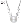 925 sterling silver jewellery manufacturer fashion deer design shell pearl pendant necklace