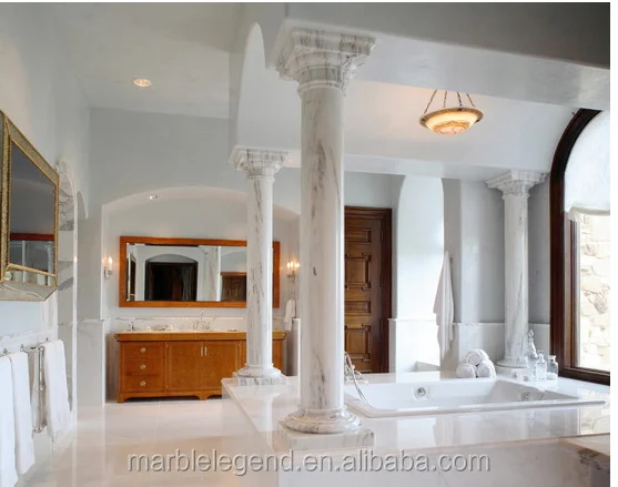 Palace style interior design stone white marble column
