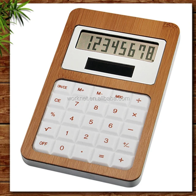 Shenzhen Worknet handmade craft eco-friendly 8 digits solar bamboo desktop calculator
