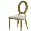 ZY00950 stackable/stacking banquet wedding stainless steel leather round back dining silver gold chair