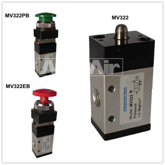 Airtac MV322R Roller Type Pneumatic Valve With Manual Override, View