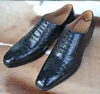 Fashion Wingtips Crocodile Skin Men Shoes Brogue Style Leather Shoes Men