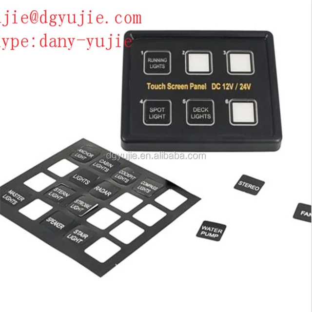 12v/24v 6 gang led switch panel slim touch control panel box for