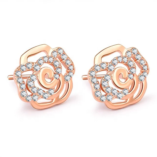 Trendy Rose Rhinestone Stud Earrings Flower Ear Ornaments Delicate Zircon Earring Fashion Jewelry Bijoux gift For Women
Trendy Rose Rhinestone Stud Earrings Flower Ear Ornaments Delicate Zircon Earring Fashion Jewelry Bijoux gift For Women