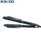 2 in 1 hair straightener curling iron LED indicator Spring Hair Brush Curling Iron