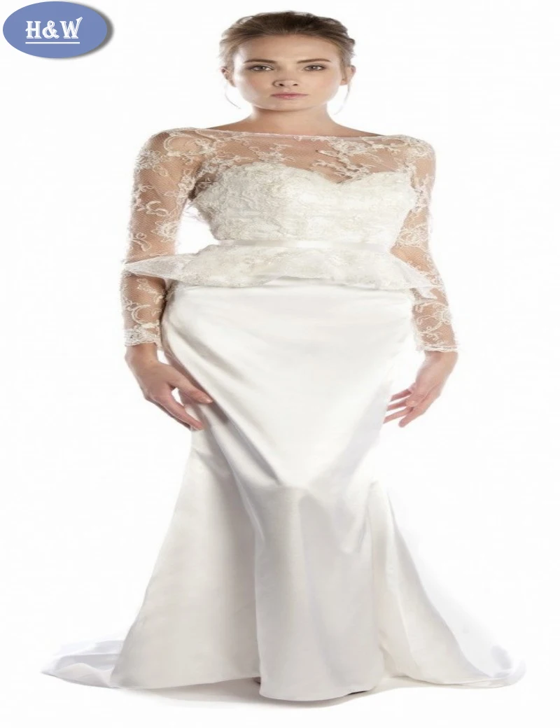 custom made wedding dress fashionable white/ivory floor length lace/tulle/organza appliques wedding dress long train OZN51619
