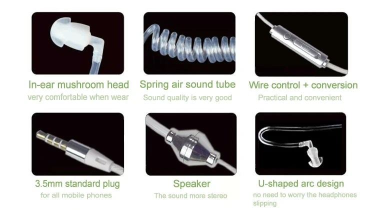Wholesale 3 in 1 Anti Radiation Wired Single Headphone with air tube - ANKUX.COM