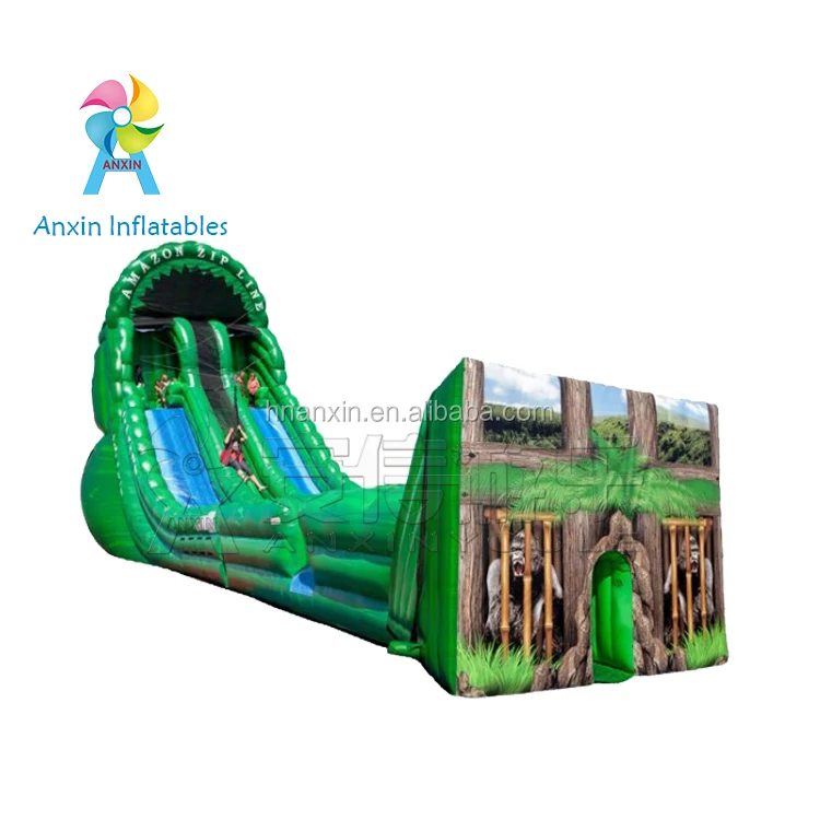 commercial outdoor game amazon inflatable zip line obstacle course equipment