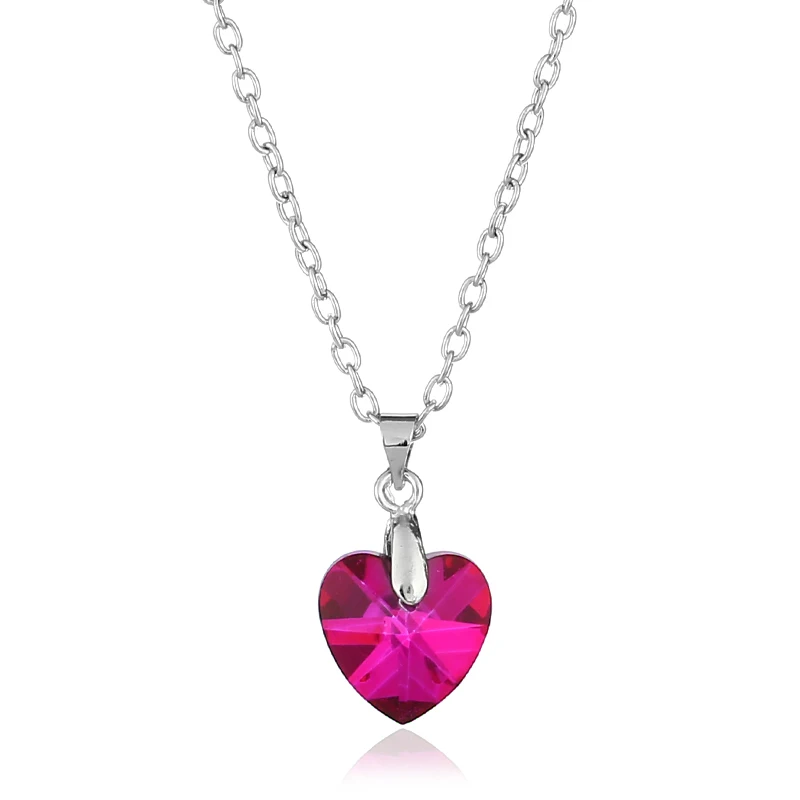 Fashionable multicoloured heart shape crystal pendant silver chain without color chain necklace women's alloy jewelry wholesa, Purple,rose red
Fashionable multicoloured heart shape crystal pendant silver chain without color chain necklace women's alloy jewelry wholesa, Purple,rose red