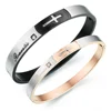 Fashion 2019 couple jewelry black rose gold cross stainless steel bangle