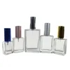 Wholesale luxury perfume 15ml 30ml 50ml 100ml square refillable glass perfume spray bottle with atomizer