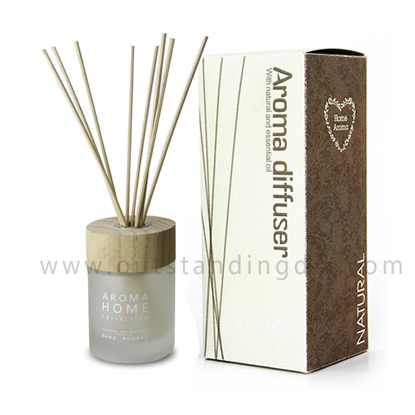 frosted glass reed diffuser with wooden cap, Customized