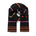 Wholesale Black Striped Cashmere Winter Scarf For Women