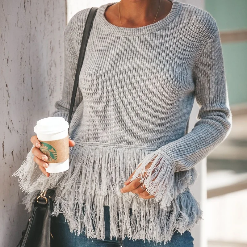 New Fashion Cashmere Tassel Sweater Women Loose Plus Size Solid Knitted Jumper Lady Pullover Grey
New Fashion Cashmere Tassel Sweater Women Loose Plus Size Solid Knitted Jumper Lady Pullover Grey