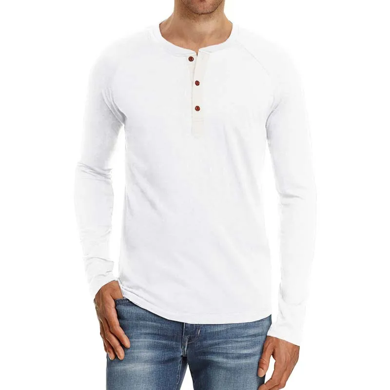 Fashion White Hot Sale Solid Color Casual Long Sleeve O Neck with Button tshirt Men for Wholesale Mens Shirt Clothing, Customized
Fashion White Hot Sale Solid Color Casual Long Sleeve O Neck with Button tshirt Men for Wholesale Mens Shirt Clothing, Customized
