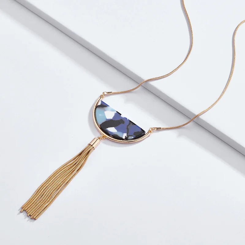 Fashion Semicircle Leopard Acrylic Acetate Necklace Gold Plated Snake Chain Tassel Necklace Jewelry For Women Men
Fashion Semicircle Leopard Acrylic Acetate Necklace Gold Plated Snake Chain Tassel Necklace Jewelry For Women Men