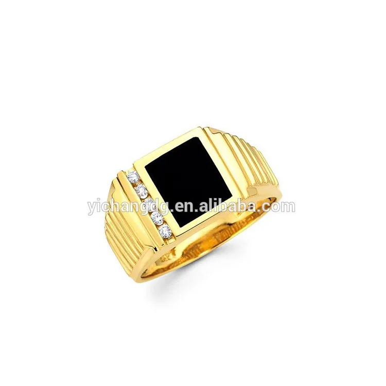 الجملة مخصص رجالي أسود الجزع الماس بينكي الدائري 14k خاتم ذهبي أصفر شخصية خواتم كبيرة للرجال