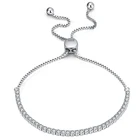 RINNTIN SB43 Women 925 sterling silver jewelry Cubic Zirconia Adjustable Charm Bracelet