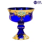 China Factory Transparent Hand Made Lead Free Glass Fruit Bowl With Gold Plated 0894W