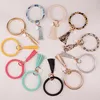 Wholesale Cheap Custom Design Colorful Big Circle leather Key Ring /key Chain/key Holder Wristlet With Bag Coin Purse