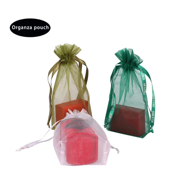 personalized light green large organza pouch bag with drawstring