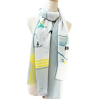 White Custom Fancy Girl Pattern Silk Polyester Gauze Georgette Long Scarf for Dying