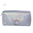 large capacity holographic leather toiletry kit makeup pouch for sale
