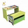 Wooden Kid Table and Bench Set Animal Tbale With Storage Bin