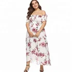 2018 Plus Size Boat Neck Floral New Fashion Lady Casual Dress