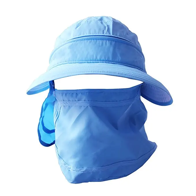 Women's Anti-UV Wide Brim Sun Visor Lightweight Caps with Neck Cover Face Mask Protection Hats