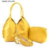 Fashion Nice Looking Yellow High Heels Italian Shoe With Matching Bags Wedding Italy Woman Shoes And Bags Set