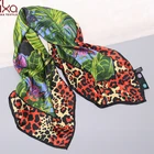 Custom Leopard Digital Print Square Pure Silk Jacquard Scarf Women