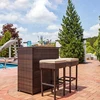 Wicker Rattan Outdoor Furniture Patio Bar Set with Cushions