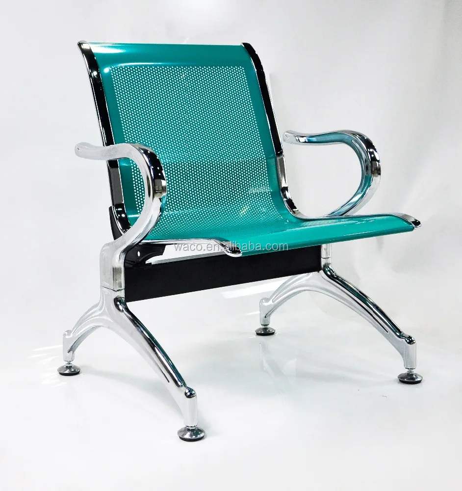airport bus station office green color mesh metal waiting chair bench
