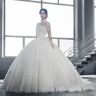 Princess Wedding Dresses Muslim Bridal Ball Gown Tulle Lace Bridal Gowns Vestido de noiva LB191164