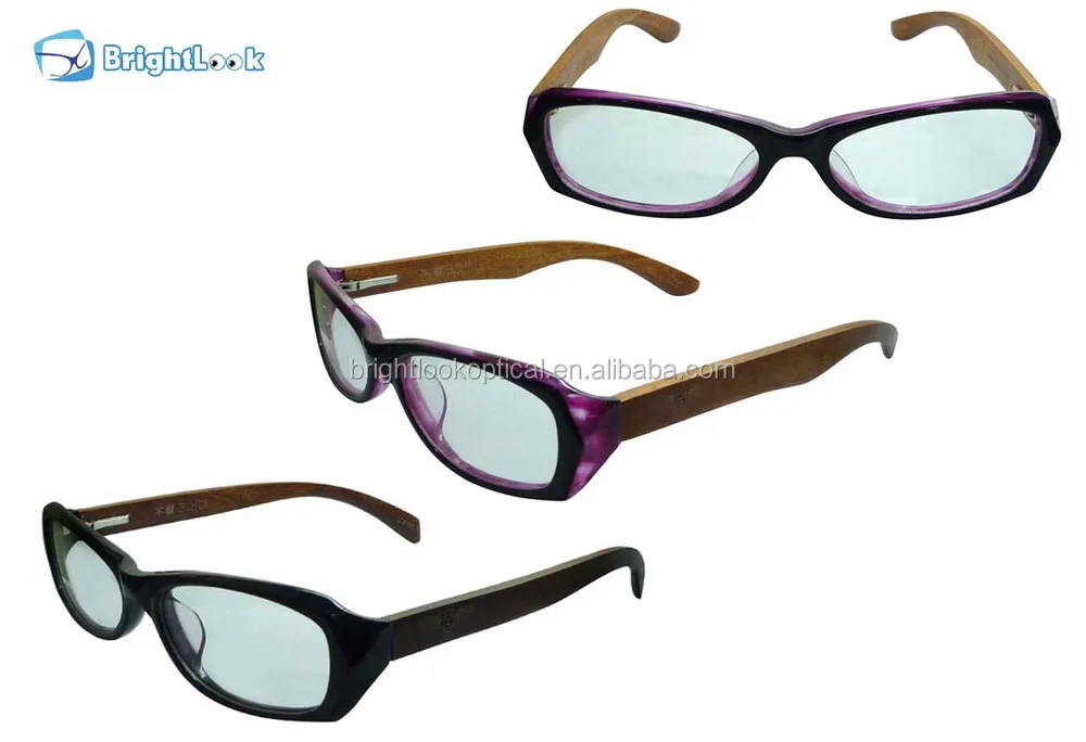 High quality acetate frame reading glasses with wooden temple