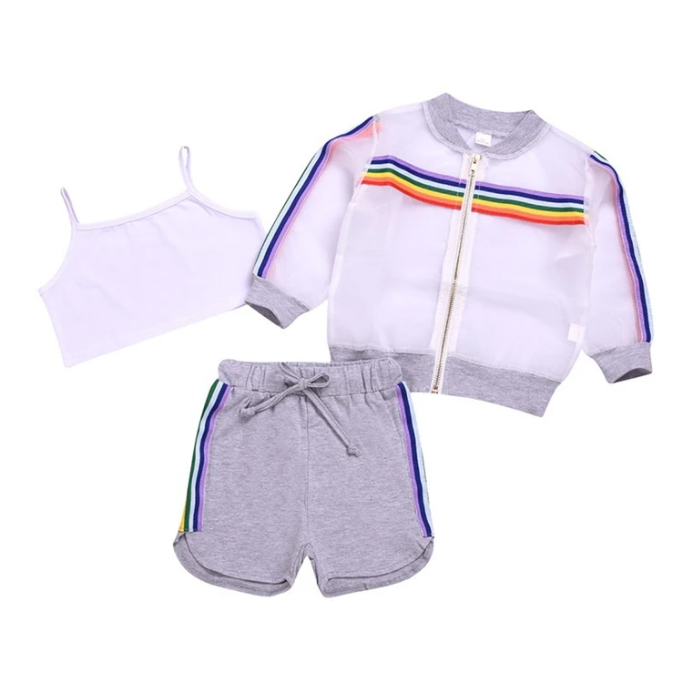 New design summer elastic tracksuit short sun protection toddler girls clothing sets, Picture
New design summer elastic tracksuit short sun protection toddler girls clothing sets, Picture