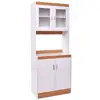 Kitchen Cabinet Microwave Counter Pantry Cupboard Storage Cabinet Free Standing Top Cabinet w/ Glass Doors Large Open Shelf