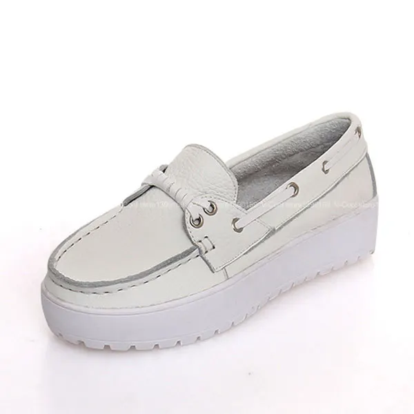 2015 Woman Leather Creepers Flat Platform Espadrilles Womens Fashion Creepers Shoes Woman Slip On Soft Insole Loafers Zapatos