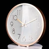 3D digital wall clock plastic round silver wall clock