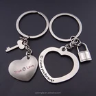 CUSTOM New Love Heart Lock Key Chain Clasp keychains Ring Keyring Key fob Lover Couples keychain