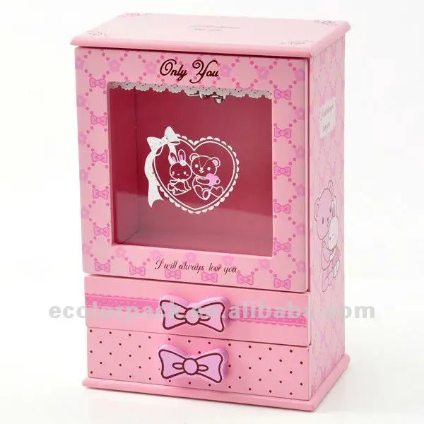 2015 lovely small pink wooden gift box with drawer