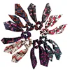 Wholesale Fashion Women Geometry Print Big Bowknot Hair Scrunchies Cap Ribbon Ponytail Holder Elastics Hair Band