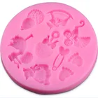 baby Baby cock trolley Trojan horse bear cartoon 3D fondant silicone chocolate mold