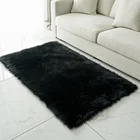 Artificial faux sheepskin fur Black White rug throw cushion carpet