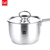 1.5L Heavy Duty 18-10 Tri-Ply Stainless Steel Saucepan with long wire handle and Glass lid stew pot Stainless steel pan