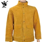 heat resistant welding leather jacket Trousers Protective Clothing coverall leather welding suits work uniform