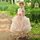 Boutique Wholesale Kids Girls Ball Gown Children Tulle Flower Dresses Princess Wedding Long Party Dress White Ball Gowns