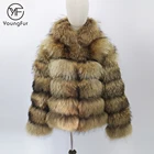 Wholesale Luxury Natural Fur Coat Fluffy Big Size Custom Thick Real Raccoon Fur Coat with Hood