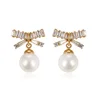 93041-xuping 18k gold personalized jewelry natural freshwater pearl earrings